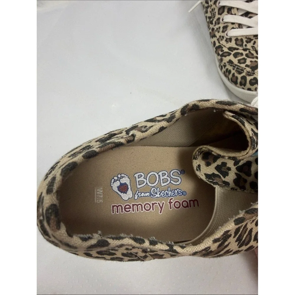 Skechers BOBS Leopard Print Memory Foam Lace Up Sneakers Women's 7.5